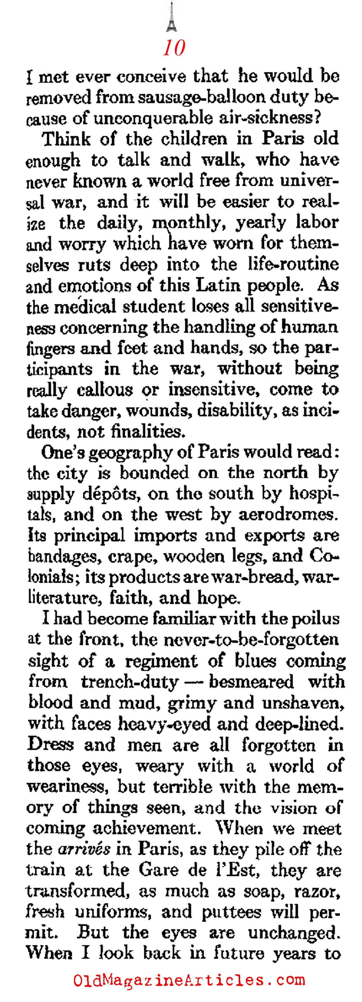 The Atmosphere of W.W. I Paris   (Atlantic Monthly, 1918) 